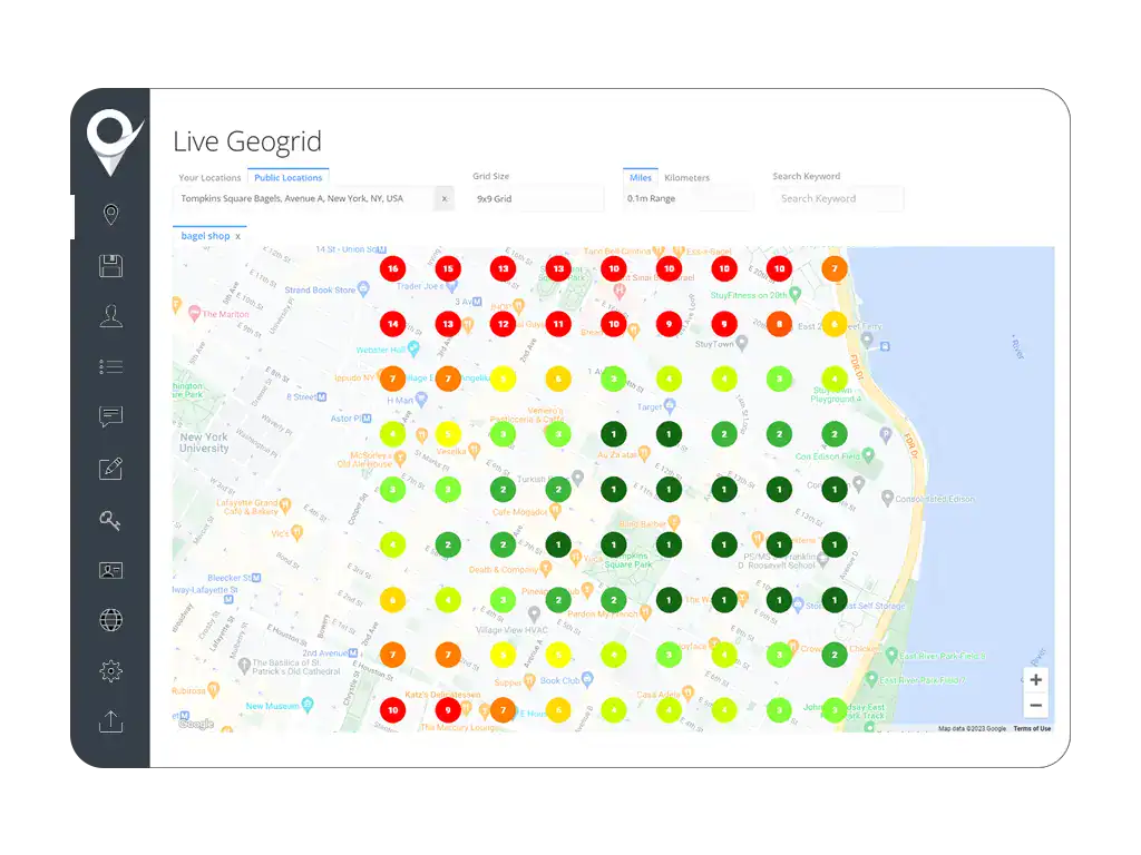 Crowd density map of busy locations in New York City for SEO analysis and local SEO optimization.