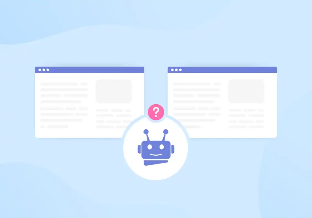 AI chatbot assisting with SEO strategies on computer screens.